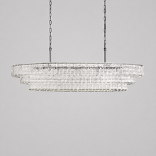 54" Ghiaccio Oval Textured Glass Chandelier with Clear Glass and Bronze Finish, Light Off