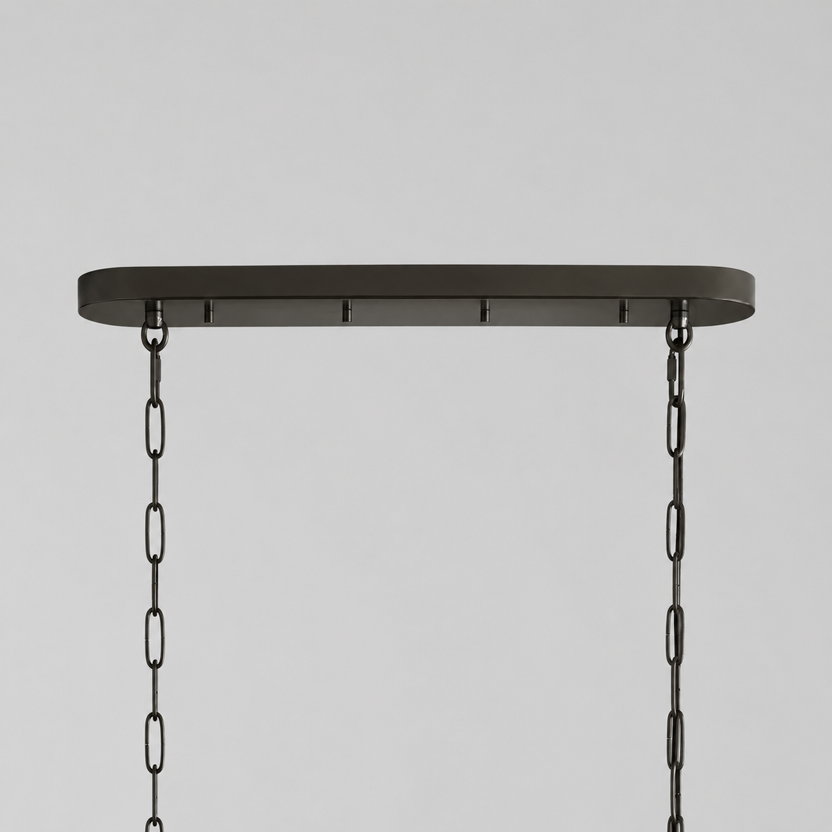 Bronze Canopy Detail of Ghiaccio Oval Textured Glass Chandelier