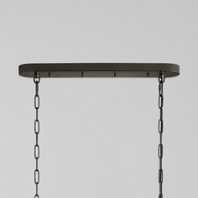 Bronze Canopy Detail of Ghiaccio Oval Textured Glass Chandelier