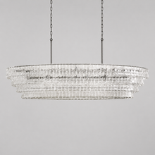 64" Ghiaccio Oval Textured Glass Chandelier with Clear Glass and Bronze Finish, Light Off