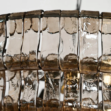 Close-Up of Smoke Textured Glass and Bronze Frame Detail on Ghiaccio Oval Chandelier