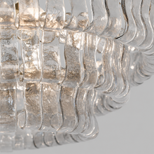 Close-Up of Clear Textured Glass and Bronze Frame Detail on Ghiaccio Round Chandelier