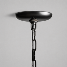 Bronze Canopy Detail of Ghiaccio Round Textured Glass Chandelier