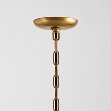 Brass Canopy Detail of Ghiaccio Round Textured Glass Chandelier