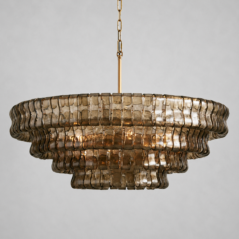Ghiaccio Round Textured Glass Chandelier