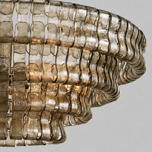 Close-Up of Smoke Textured Glass and Bronze Frame Detail on Ghiaccio Round Chandelier