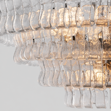 Close-Up of Clear Textured Glass and Bronze Frame Detail on Ghiaccio Round Chandelier