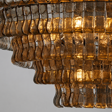 Close-Up of Smoke Textured Glass and Bronze Frame Detail on Ghiaccio Round Chandelier
