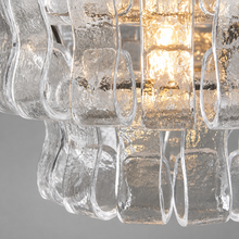 Close-Up of Clear Textured Glass and Bronze Frame Detail on Ghiaccio Pendant