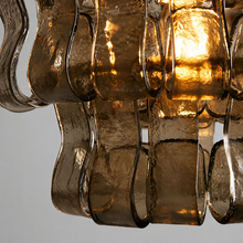 Close-Up of Smoke Textured Glass and Brass Frame Detail on Ghiaccio Pendant