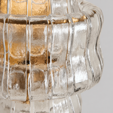 Close-Up of Clear Textured Glass and Brass Frame Detail on Ghiaccio Wall Light