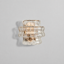Ghiaccio Textured Glass Wall Light with Clear Glass and Brass Finish, Light Off