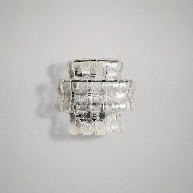 Ghiaccio Textured Glass Wall Light with Clear Glass and Bronze Finish, Light Off