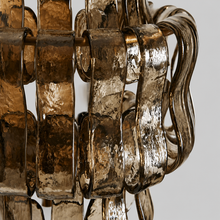 Close-Up of Smoke Textured Glass and Brass Frame Detail on Ghiaccio Wall Light