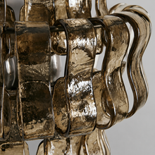 Close-Up of Smoke Textured Glass and Bronze Frame Detail on Ghiaccio Wall Light