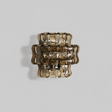 Ghiaccio Textured Glass Wall Light with Smoke Glass and Bronze Finish, Light Off