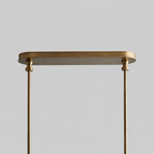 Hastings Leather & Fabric Linear Chandelier in Brass, 51", Canopy Detail