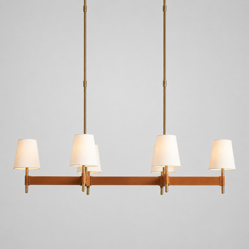Hastings Leather & Fabric Linear Chandelier