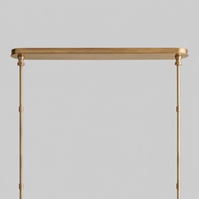 Hastings Leather & Fabric Linear Chandelier in Brass, 62", Canopy Detail