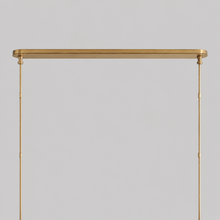 Hastings Leather & Fabric Linear Chandelier in Brass, 72", Canopy Detail