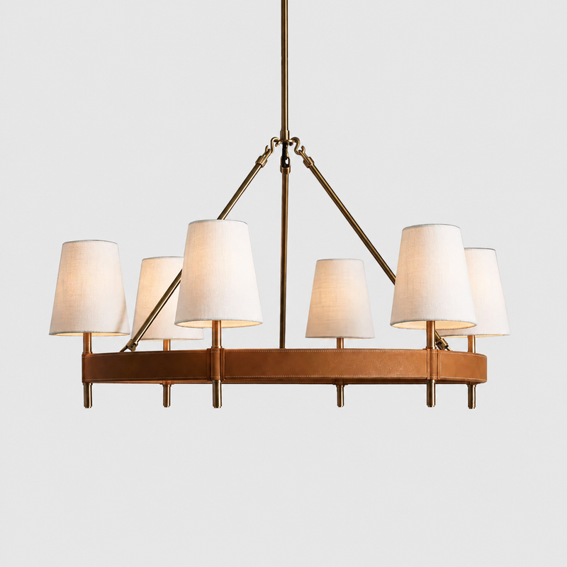 Hastings Leather & Fabric Round Chandelier