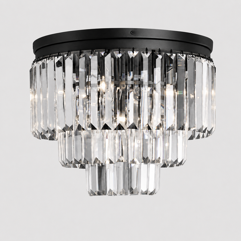 Leyland Crystal Wall Light in Black, Main Light On