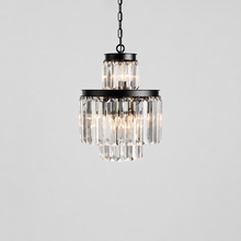 Leyland Crystal Pendant in Black, Main Light On