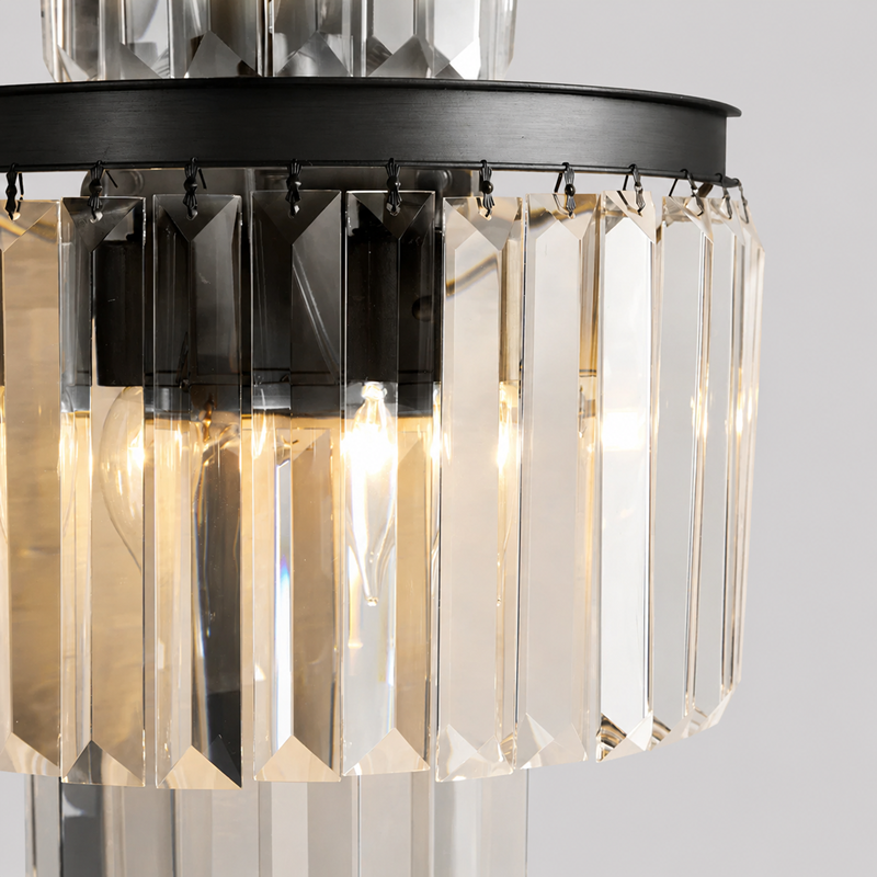 Leyland Crystal Wall Light in Black, Canopy Detail
