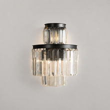 Leyland Crystal Wall Light in Black, Main Light On