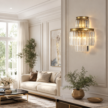 Leyland Crystal Wall Light in Brass, Detail