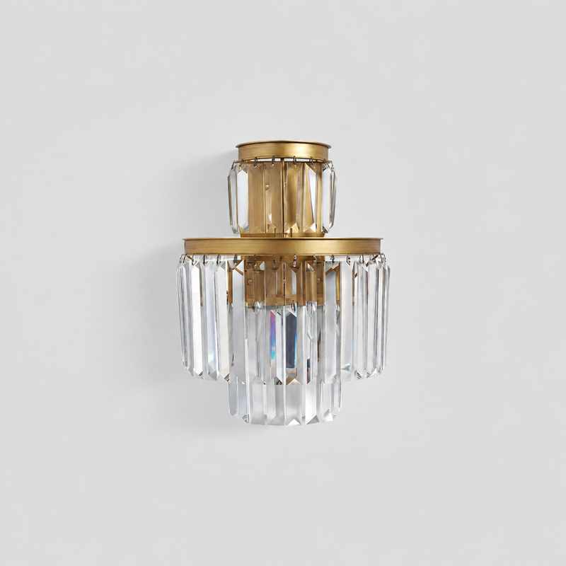 Leyland Crystal Wall Light in Brass, Main Light Off
