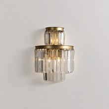 Leyland Crystal Wall Light in Brass, Main Light On