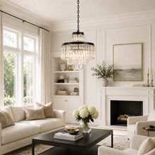 20.5" Leyland Multi-Tier Round Crystal Chandelier in Black, Detail
