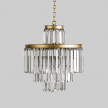 20.5" Leyland Multi-Tier Round Crystal Chandelier in Brass, Main Light Off