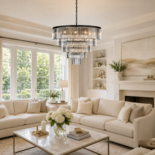 48" Leyland Multi-Tier Round Crystal Chandelier in Black, Detail