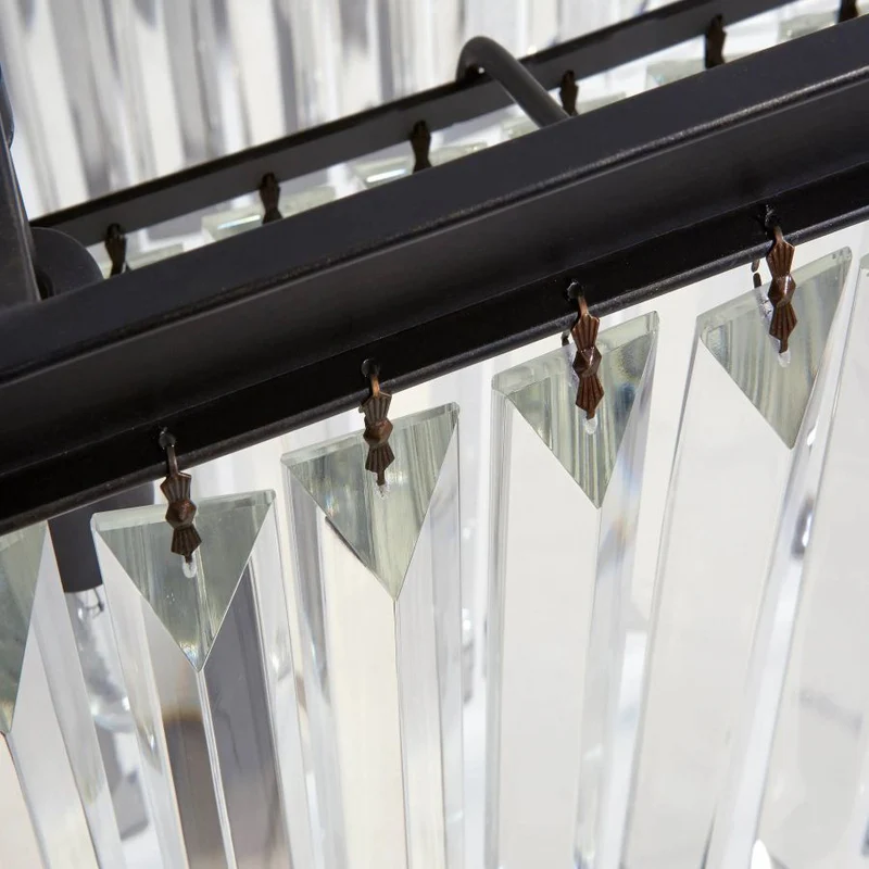 Leyland Multi-Tier Squared Crystal Chandelier in Black, Canopy Detail