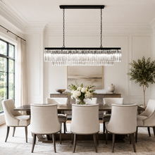 Leyland Multi-Tier Squared Crystal Chandelier in Black, Detail