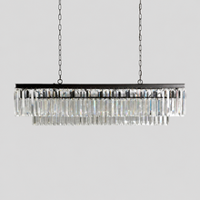 Leyland Multi-Tier Squared Crystal Chandelier in Black, Main Light Off