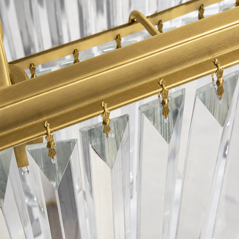 Leyland Multi-Tier Squared Crystal Chandelier in Brass, Canopy Detail