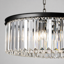 Leyland Single-Tier Round Crystal Chandelier in Black, Canopy Detail