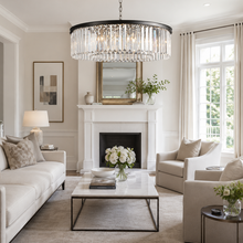 Leyland Single-Tier Round Crystal Chandelier in Black, Detail