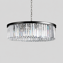 Leyland Single-Tier Round Crystal Chandelier in Black, Main Light Off