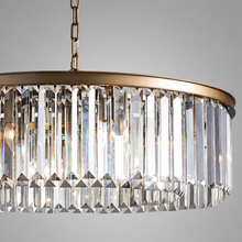 Leyland Single-Tier Round Crystal Chandelier in Brass, Canopy Detail