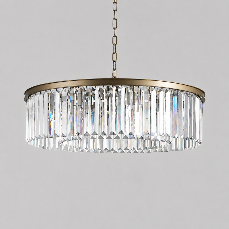 Leyland Single-Tier Round Crystal Chandelier
