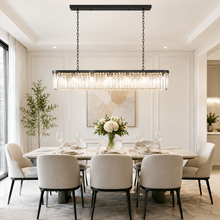 Leyland Single-Tier Squared Crystal Chandelier in Black, Detail
