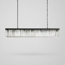 Leyland Single-Tier Squared Crystal Chandelier in Black, Main Light Off