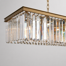Leyland Single-Tier Squared Crystal Chandelier in Brass, Canopy Detail