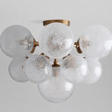 Mandoza Glass Bubble Flushmount Light with Brass Finish, Main Light Off