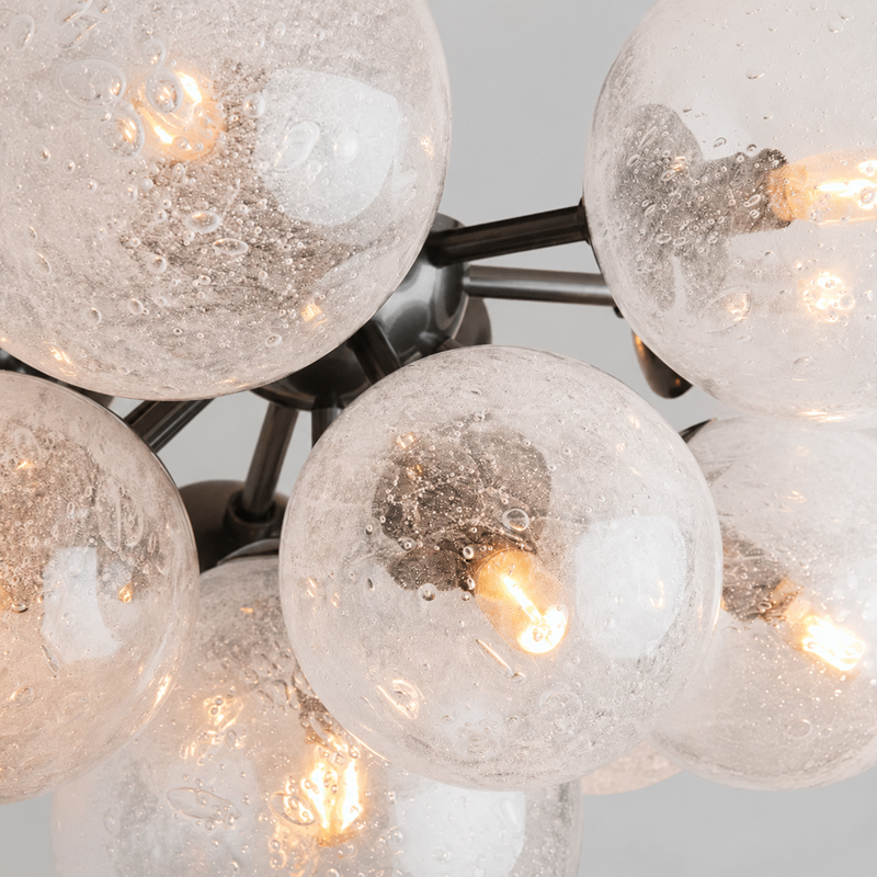 Mandoza Glass Bubble Flushmount Light with Bronze Finish, Body Detail