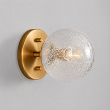Mandoza Glass Bubble Wall Light with Brass Finish, Main Light Off